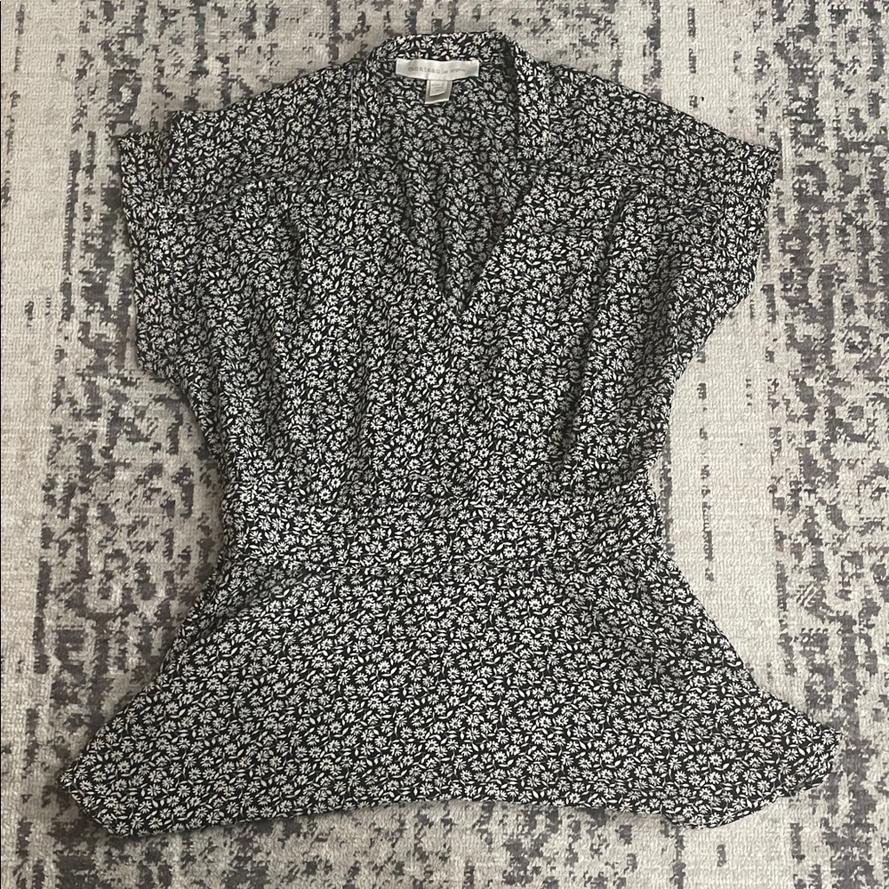 Chic Black and White Floral Blouse